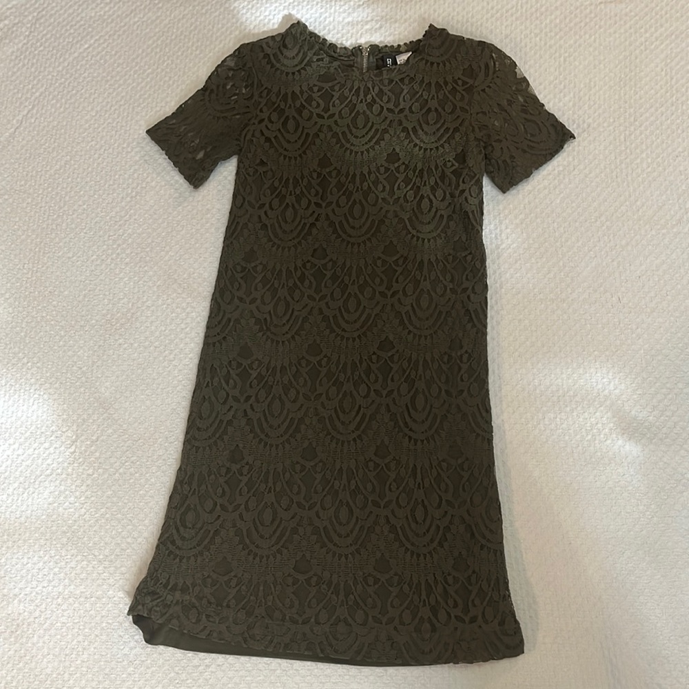 Overlay Lace Army Green Mini Dress (H&M)